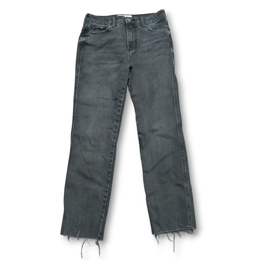 Free People Jeans Women Size 27 Cropped Charcoal Black Wash Distressed Pants